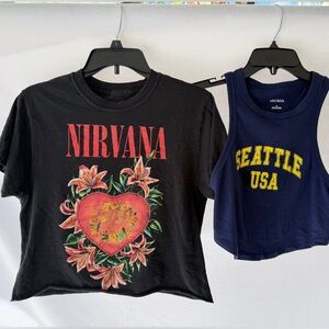Lot of 2 Grunge Cropped Shirts- Nirvana and Seattle